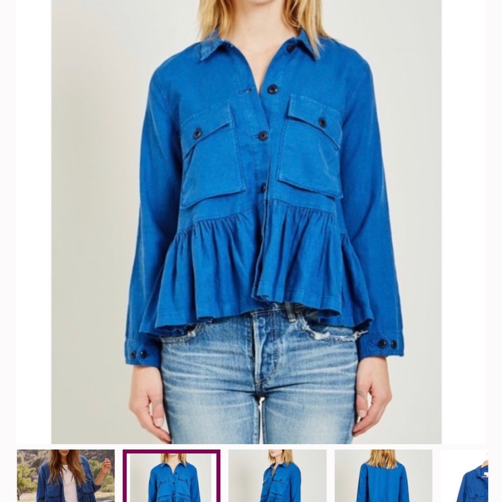 The Great. blue twill flutter chore jacket